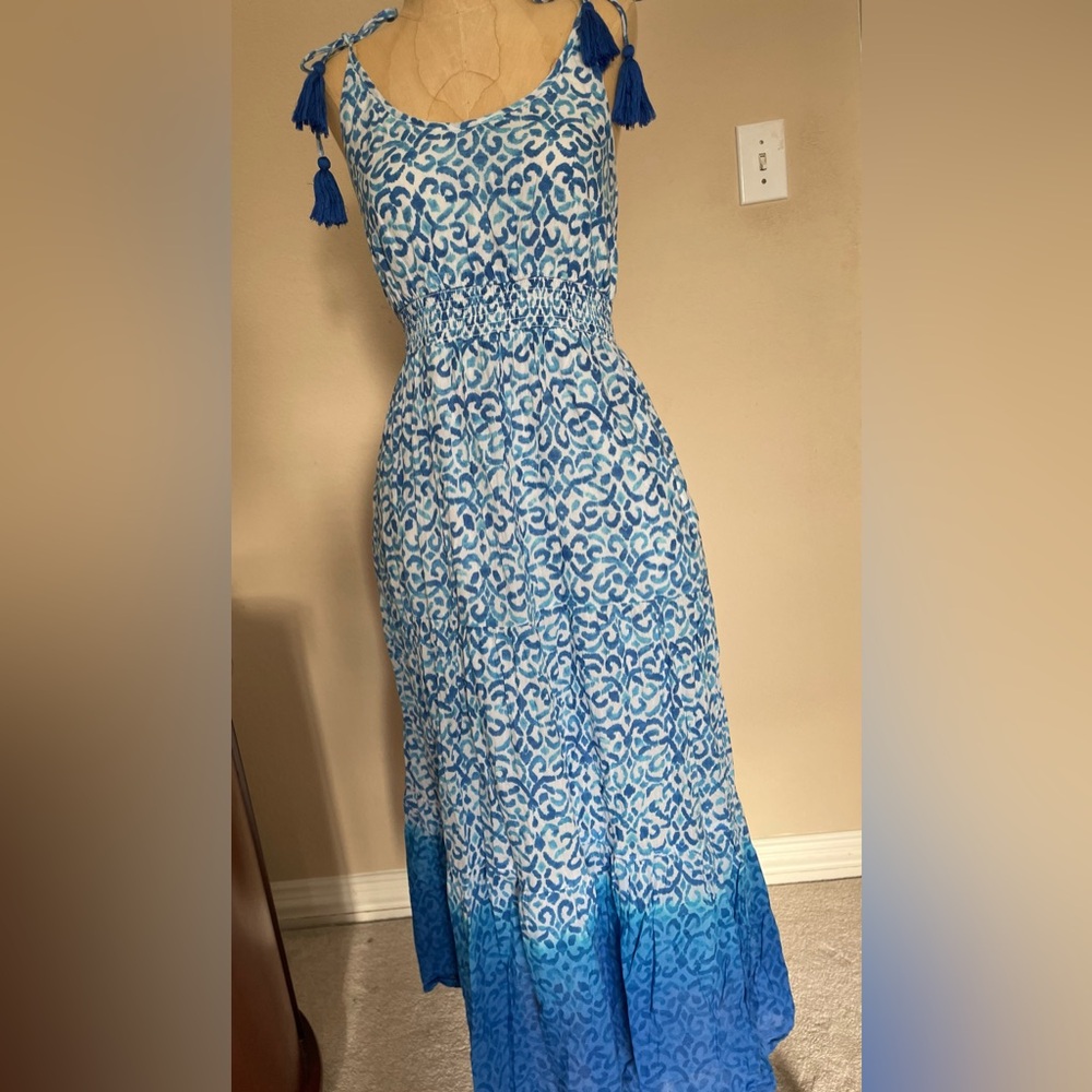 Tommy Bahama Blue and White Maxi Dress